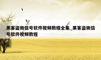 黑客盗微信号软件视频教程全集_黑客盗微信号软件视频教程