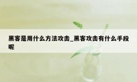 黑客是用什么方法攻击_黑客攻击有什么手段呢