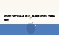 黑客游戏攻略新手教程_有趣的黑客玩法视频教程
