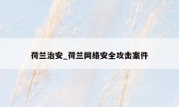 荷兰治安_荷兰网络安全攻击案件