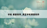 手机 黑客软件_真正手机黑客软件