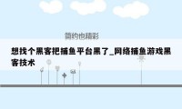 想找个黑客把捕鱼平台黑了_网络捕鱼游戏黑客技术