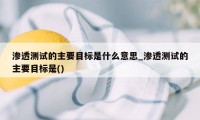 渗透测试的主要目标是什么意思_渗透测试的主要目标是()