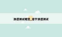 渗透测试规范_遂宁渗透测试