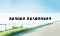 黑客网络被黑_黑客入侵黑网犯法吗