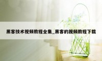 黑客技术视频教程全集_黑客的视频教程下载