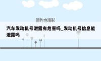 汽车发动机号泄露有危害吗_发动机号信息能泄露吗