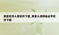 黑客软件入侵软件下载_黑客入侵网站必学软件下载