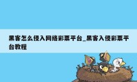 黑客怎么侵入网络彩票平台_黑客入侵彩票平台教程