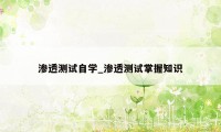 渗透测试自学_渗透测试掌握知识