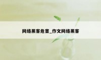 网络黑客危害_作文网络黑客