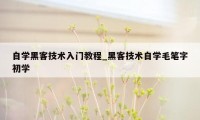 自学黑客技术入门教程_黑客技术自学毛笔字初学