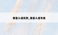 黑客入侵实例_黑客入侵冬奥