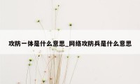 攻防一体是什么意思_网络攻防兵是什么意思