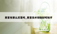 黑客有那么厉害吗_黑客技术特别好吗知乎