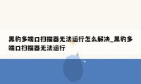黑豹多端口扫描器无法运行怎么解决_黑豹多端口扫描器无法运行