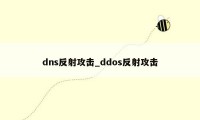 dns反射攻击_ddos反射攻击