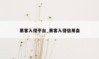 黑客入侵平台_黑客入侵信用盘