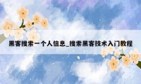 黑客搜索一个人信息_搜索黑客技术入门教程