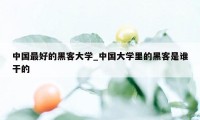 中国最好的黑客大学_中国大学里的黑客是谁干的