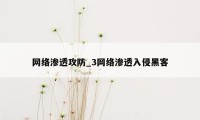 网络渗透攻防_3网络渗透入侵黑客