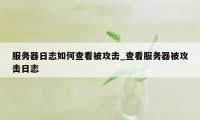 服务器日志如何查看被攻击_查看服务器被攻击日志