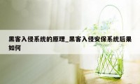 黑客入侵系统的原理_黑客入侵安保系统后果如何