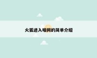 火狐进入暗网的简单介绍