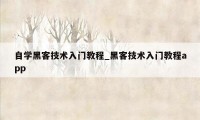 自学黑客技术入门教程_黑客技术入门教程app