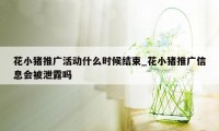 花小猪推广活动什么时候结束_花小猪推广信息会被泄露吗
