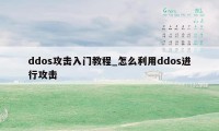 ddos攻击入门教程_怎么利用ddos进行攻击