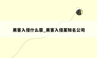 黑客入侵什么罪_黑客入侵某知名公司