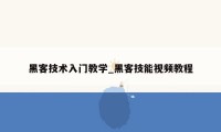 黑客技术入门教学_黑客技能视频教程