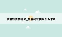 黑客攻击有哪些_黑客的攻击叫什么来着
