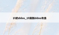 1t的ddos_1t级别ddos攻击