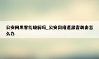 公安网黑客能破解吗_公安网络遭黑客袭击怎么办