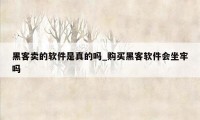 黑客卖的软件是真的吗_购买黑客软件会坐牢吗