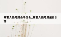 黑客入侵电脑会干什么_黑客入侵电脑是什么样