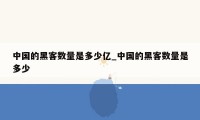 中国的黑客数量是多少亿_中国的黑客数量是多少