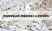 网络黑客犯法吗_网络黑客是什么意思犯罪吗