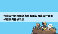 杉德支付网络服务发展有限公司是做什么的_杉德服务器被攻击