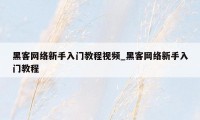 黑客网络新手入门教程视频_黑客网络新手入门教程