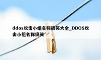 ddos攻击小组名称搞笑大全_DDOS攻击小组名称搞笑