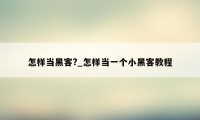 怎样当黑客?_怎样当一个小黑客教程