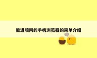 能进暗网的手机浏览器的简单介绍