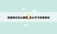 渗透测试怎么赚钱_怎么学习渗透测试