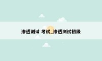 渗透测试 考试_渗透测试初级