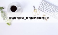 网站攻击技术_攻击网站原理是什么