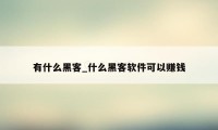 有什么黑客_什么黑客软件可以赚钱