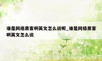 谁是网络黑客啊英文怎么说呢_谁是网络黑客啊英文怎么说